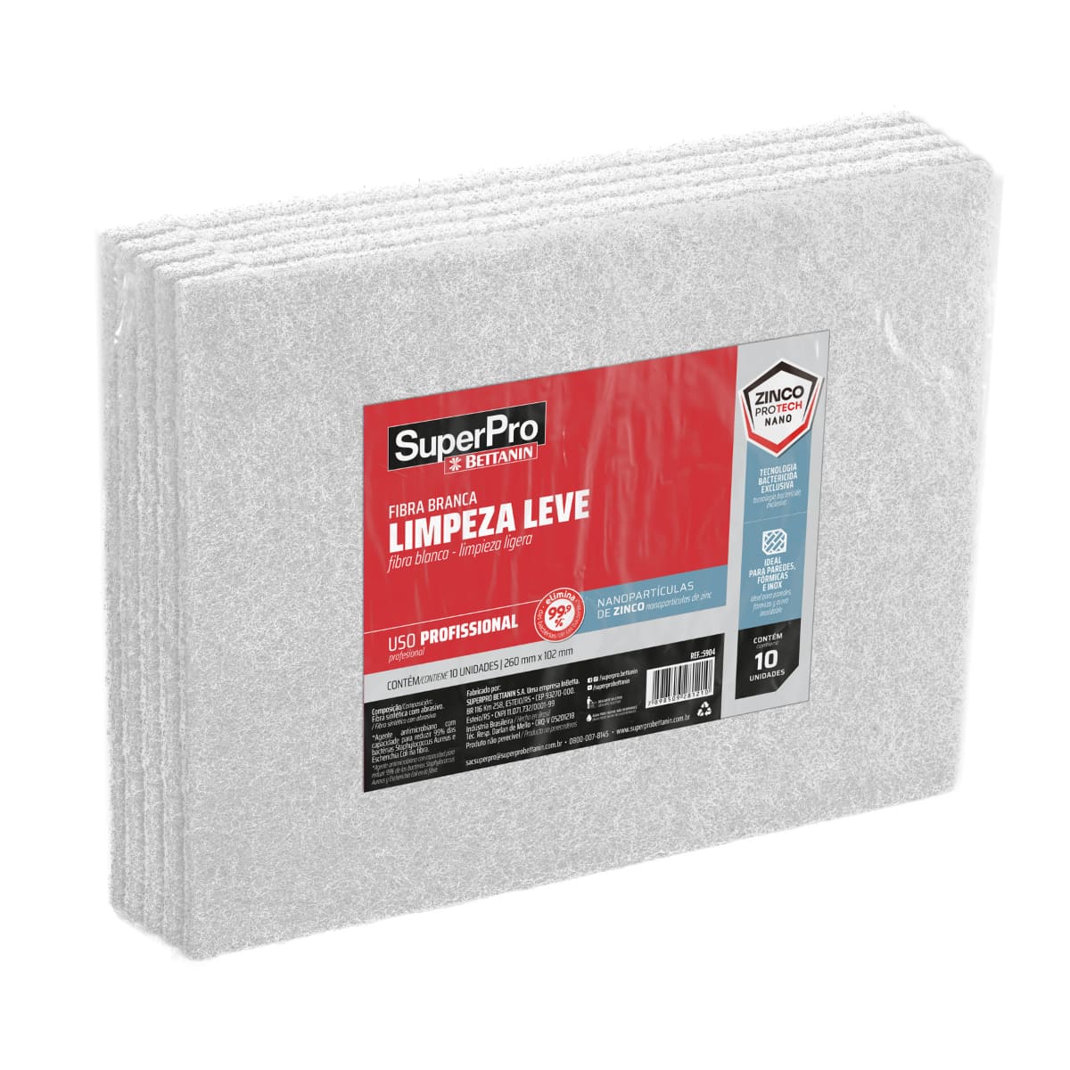 Fibra limpieza uso leve 10,2 x 26 cm blanco